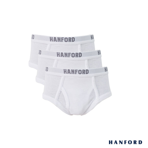 Hanford Kids/Teens Premium Ribben Cotton Hipster Briefs Wynn - White (3in1 Pack)