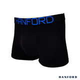 Hanford Men Cotton w/ Spandex Boxer Briefs Tropic Collection Dawn - Black/Blue Logo (Single Pack)