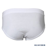 Hanford Men Premium Ribbed Cotton Comforter Briefs w/ Fly Opening w/ Lycra Waistband - White (3in1 Pack)