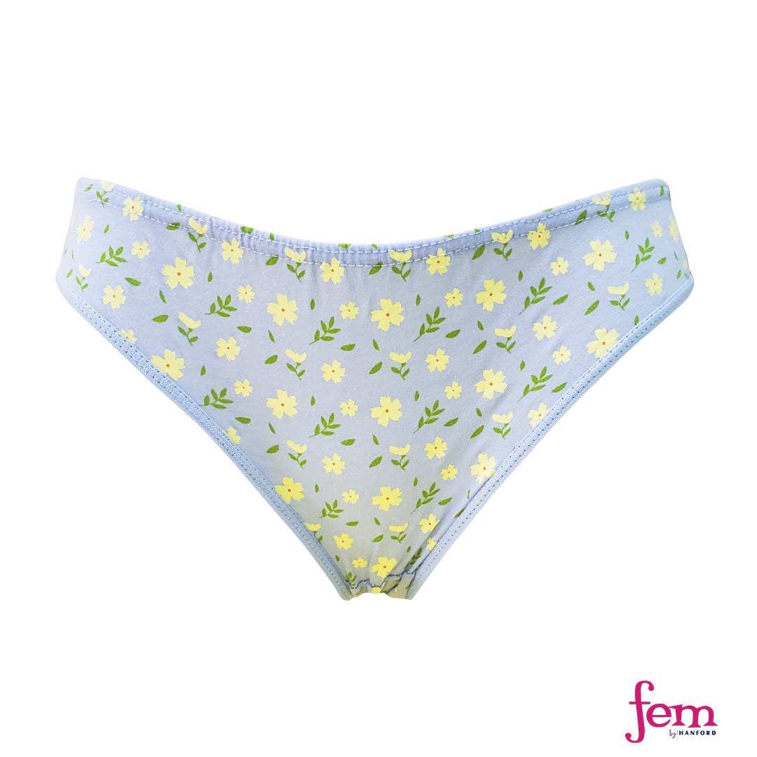 Fem by Hanford Ladies Women Teens Comfy Cotton Bikini Panty Flora - Fl