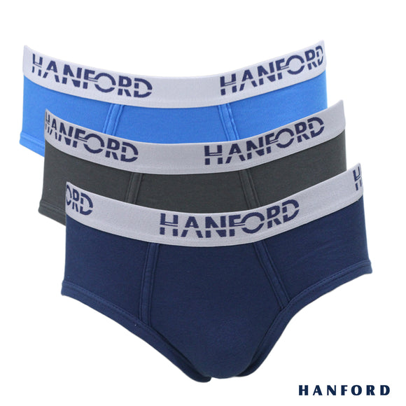 Hanford Men Premium Ribbed Cotton Hipster Briefs Ashton - Assorted Colors (3in1 Pack)