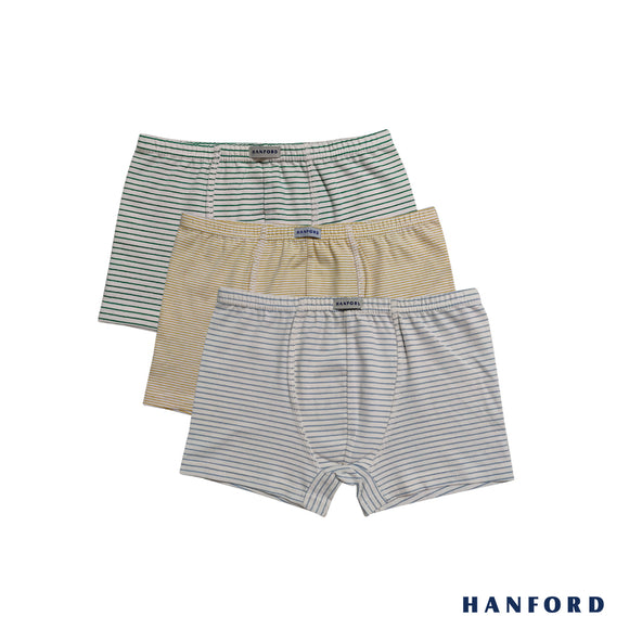 Hanford Kids/Teens Cotton w/ Spandex Hipster Inside Garter Boxer Briefs Breton - Stripes (3in1 Pack)