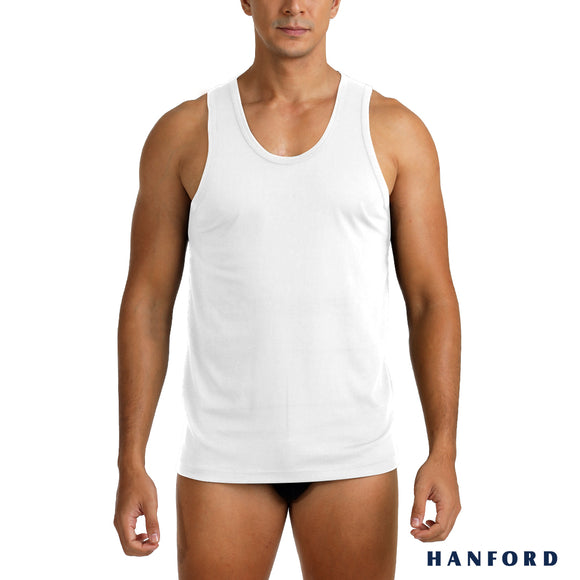Hanford Men Regular Cotton Single Jersey Tank Ryden - White (Single Pack)