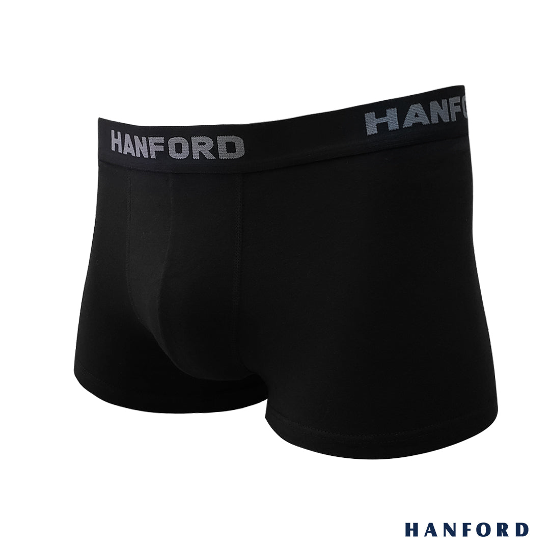 Hanford Men Cotton w/ Spandex Boxer Briefs Tuxx Black (3in1 Pack