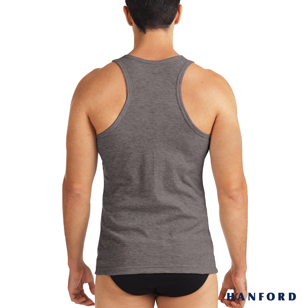 Hanford Men Racerback / Muscle Rib Tank Racer - Acid Black (Single Pac ...