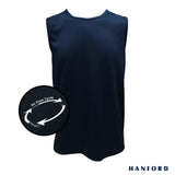 Hanford Athletic Men R-Neck Quick Dry Training Sport Active Mesh Sleeveless Shirt-Pewter Gray/Space Navy (SinglePack)