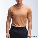 Hanford Men/Teens R-Neck Cotton Modern Fit Short Sleeves Shirt - Chipmunk (SinglePack)