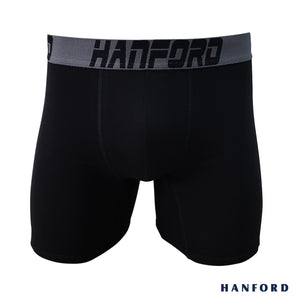 Hanford Athletic Men Cotton Spandex Compression Boxer Shorts Chase - Black (SinglePack)