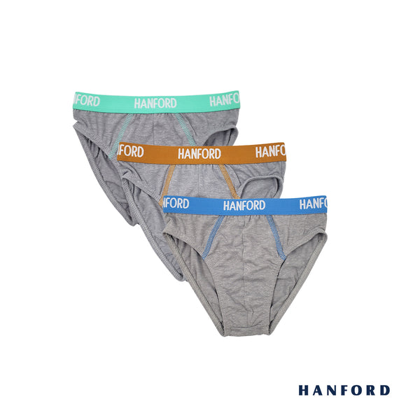 Hanford Kids/Teens Cotton Hipster Briefs Racket - Gray Melange with Assorted Garters (3in1 Pack)