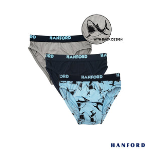 Hanford Kids/Teens Cotton Hipster Briefs Sharky - Shark Print  (3in1 Pack)