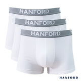 Hanford Men Cotton w/ Spandex Boxer Briefs Ansel - White (3in1 Pack) S-4X Big Plus Size