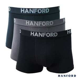Hanford Men Cotton w/ Spandex Boxer Briefs Logan - Assorted Basic Colors (3in1 Pack) S-4X Big Plus Size