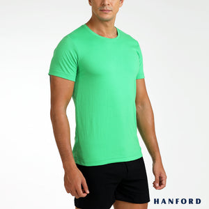 Hanford Men/Teens R-Neck Cotton Modern Fit Short Sleeves Shirt - Island Green (SinglePack)