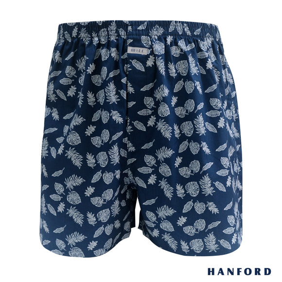 Hanford Men 100% Cotton Woven Shorts Monstera - Monstera Print/Gibraltar Sea (SinglePack)