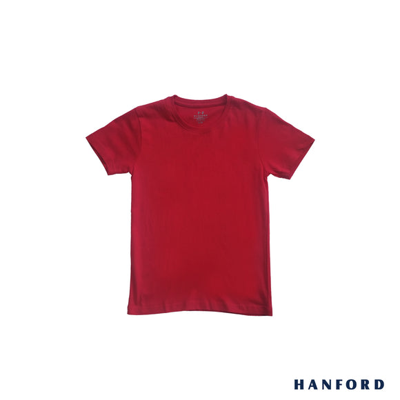 Hanford Kids/Teens 100% Cotton R-Neck Short Sleeves Shirt - Red (Single Pack)