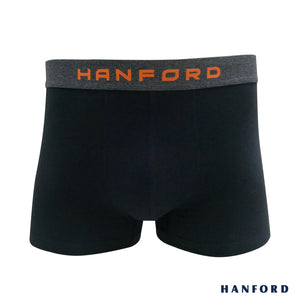 Hanford Men Cotton w/ Spandex Boxer Briefs Oxy - Black/Tiger Lily Logo (Single Pack)