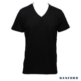 Hanford Men/Teens V-Neck Cotton Modern Fit Short Sleeves Shirt - Black (SinglePack)
