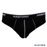 Hanford Men Premium Ribbed Cotton w/ Contrast Stitch Briefs - Black (3in1 Pack)