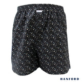 Hanford Men 100% Cotton Woven Shorts Wiggly - Wiggly Print/Black (SinglePack)