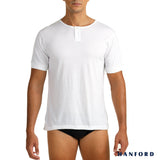 Hanford Men Camisa Cotton Modern Fit Short Sleeves Shirt - White (Single Pack)