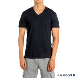 Hanford iCE Men 100% Cotton V-Neck Modern Fit Short Sleeves Shirt - Navy Blazer (Single Pack)