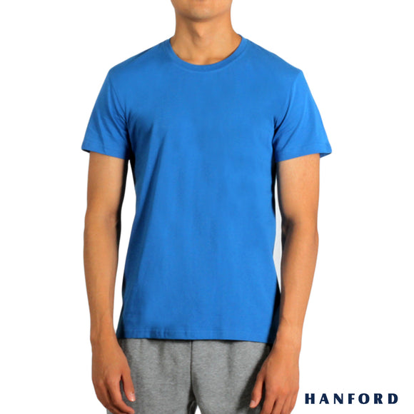 Hanford iCE Men 100% Cotton R-Neck Modern Fit Short Sleeves Shirt - Royal (Single Pack)