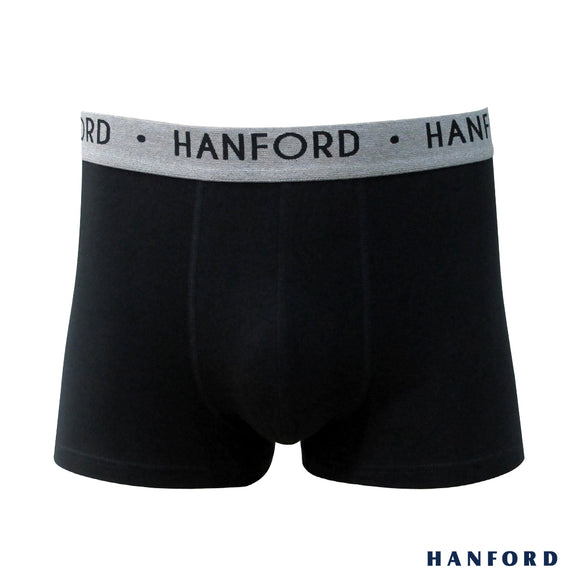 Hanford Men Cotton w/ Spandex Boxer Briefs Blake - Black (Single Pack)