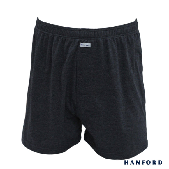 Hanford Men Premium Cotton Knit Lounge/Sleep/Boxer Shorts - Carib/Phantom Black (Single Pack)