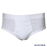 Hanford Men Premium Cotton Comforter Briefs w/ Fly Opening w/ Lycra Waistband - White (3in1 Pack)