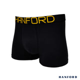 Hanford Men Cotton w/ Spandex Boxer Briefs Tropic Collection Daye - Black/Yellow Logo (Single Pack)