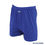 Hanford Men Premium Cotton Knit Lounge/Sleep/Boxer Shorts - Carib/True Blue/Denim (Single Pack)