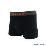 Hanford Men Cotton w/ Spandex Boxer Briefs Oxy - Black/Tiger Lily Logo (Single Pack)