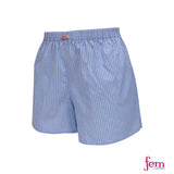 Fem by Hanford Ladies Women 100% Premium Cotton Woven Comfy Sleep Lounge Boxer Shorts Stripe FW1 (1PC)