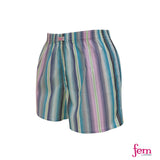 Fem by Hanford Ladies Women 100% Premium Cotton Woven Comfy Sleep Lounge Boxer Shorts Stripe FW2 (1PC)