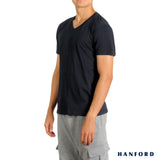 Hanford iCE Men 100% Cotton V-Neck Modern Fit Short Sleeves Shirt - Navy Blazer (Single Pack)