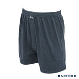 Hanford Men Premium Cotton Knit Lounge/Sleep/Boxer Shorts - Carib/Dark Shadow (Single Pack)