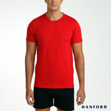 Hanford Men/Teens R-Neck Cotton Modern Fit Short Sleeves Shirt - New Red (SinglePack)