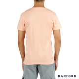 Hanford iCE Men 100% Cotton V-Neck Modern Fit Short Sleeves Shirt - Peach Pearl (Single Pack)