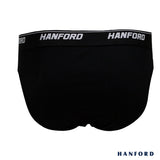 Hanford Men Premium Ribbed Cotton w/ Contrast Stitch Briefs - Black (3in1 Pack)