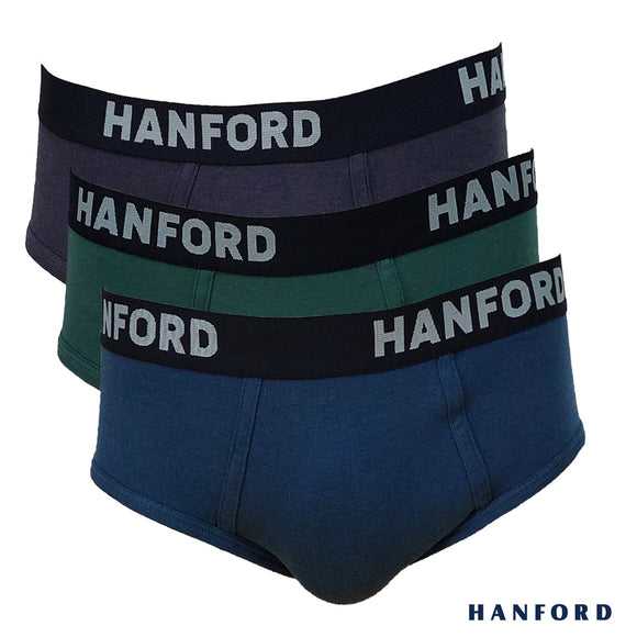 Hanford Men Premium Ribbed Cotton Modern Hipster Briefs Jon - Assorted Colors (3in1 Pack)