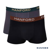Hanford Men Cotton w/ Spandex Boxer Briefs Earth01 Collection - Black/Gray (2in1 Pack)