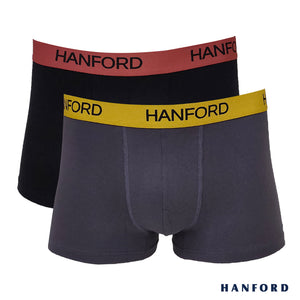 Hanford Men Cotton w/ Spandex Boxer Briefs Earth02 Collection - Gray/Black (2in1 Pack)