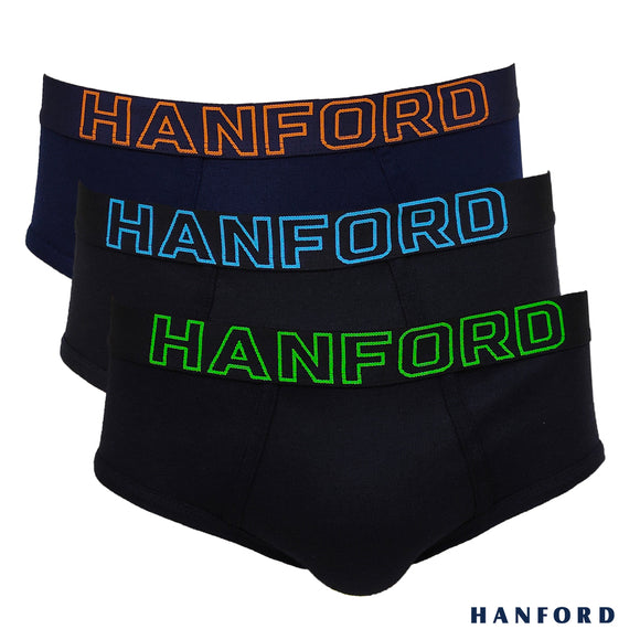 Hanford Men Premium Ribbed Cotton Modern Hipster Briefs Neon Collection - Assorted Colors (3in1 Pack)