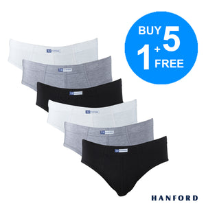 Hanford Men Regular Cotton Briefs Inside Garter - Assorted Basic Color (6in1 Value Pack Half Dozen)