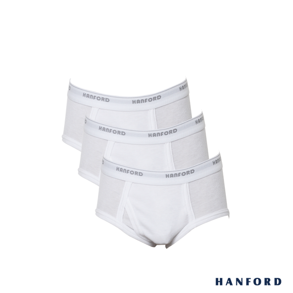 Hanford Kids/Teens Premium Ribbed Cotton Classic Briefs w/ Fly Opening - White (3in1 Pack)