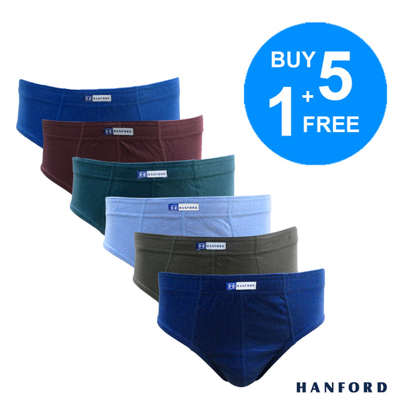 Hanford Men Regular Cotton Briefs Inside Garter Fidan - Assorted Color (6in1 Value Pack Half Dozen)