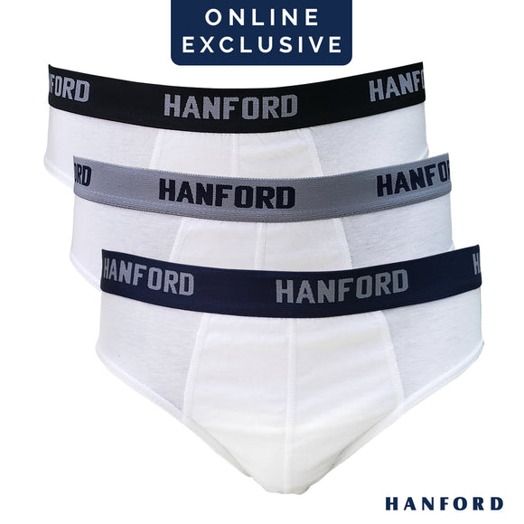 Hanford Men Regular Cotton Briefs V103 - White (3in1 Pack)