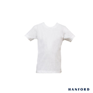 Hanford Kids R-Neck Cotton Single Jersey Short Sleeves Shirt - White (Single Pack)